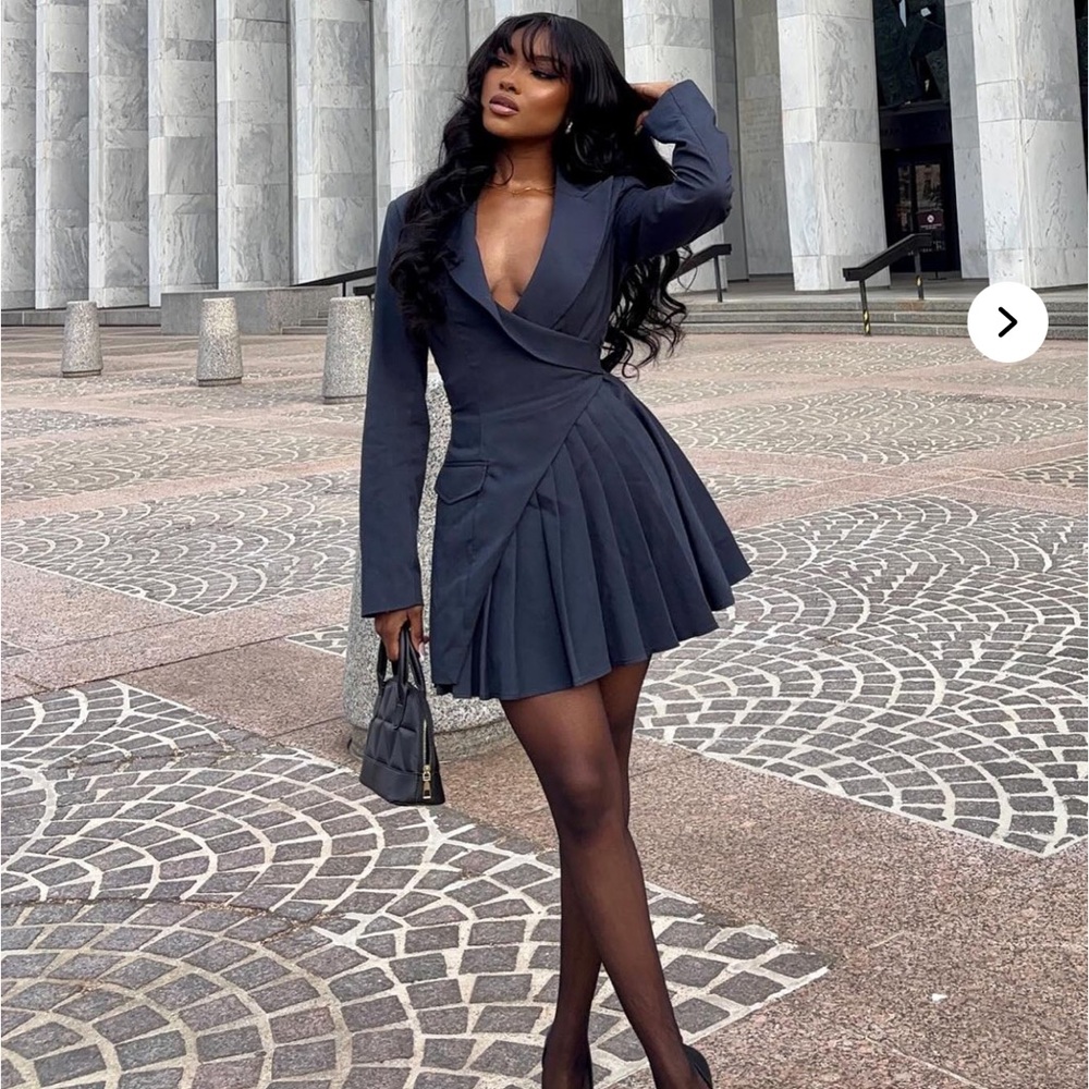 Fashion Nova Navy Long Sleeve Dress